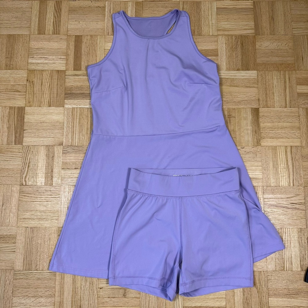 Athletic Works Purple Tennis Dress Set with Shorts Dri-More Medium AWS44002LD
